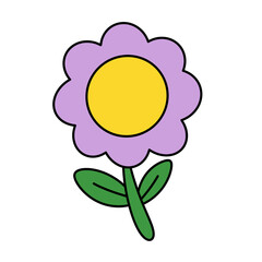 doodle purple flower icon.