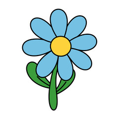 doodle blue flower icon.