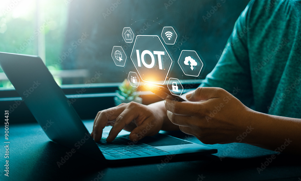 Poster smart business iot leveraging the internet of things for enhanced efficiency, real time analytics, t
