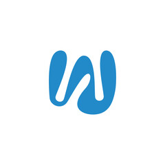 letter w wavy blue liquid water simple logo vector