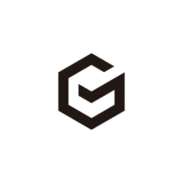 recommend clip art: letter mg cube hexagon simple geometric line logo vector