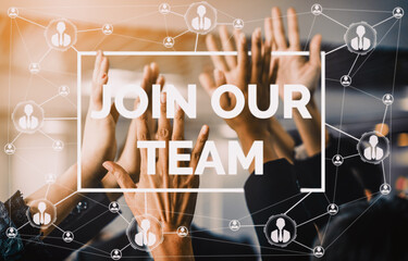 Human Resources Recruitment and People Networking Concept. Modern graphic interface showing...