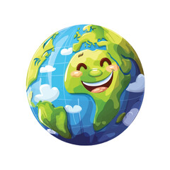 Obraz premium happy cartoon earth with smile on it's face