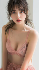 ピンクの下着を着ている女性