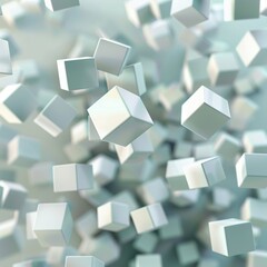3D abstract background with floating cubes and soft shadows, creating a sense of depth and dimension Ideal for business presentations, infographics, or modern web design