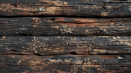 Naklejka premium Texture of aged brown wood with chips and decay