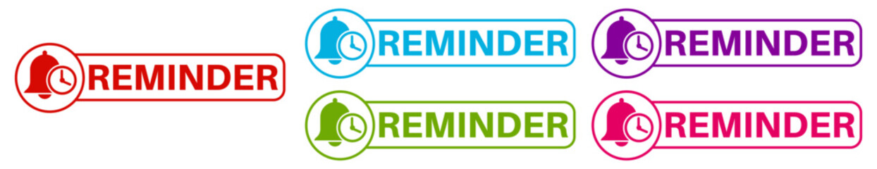 vector set reminder icon sign. time notifications symbol labels sticker template design illustration