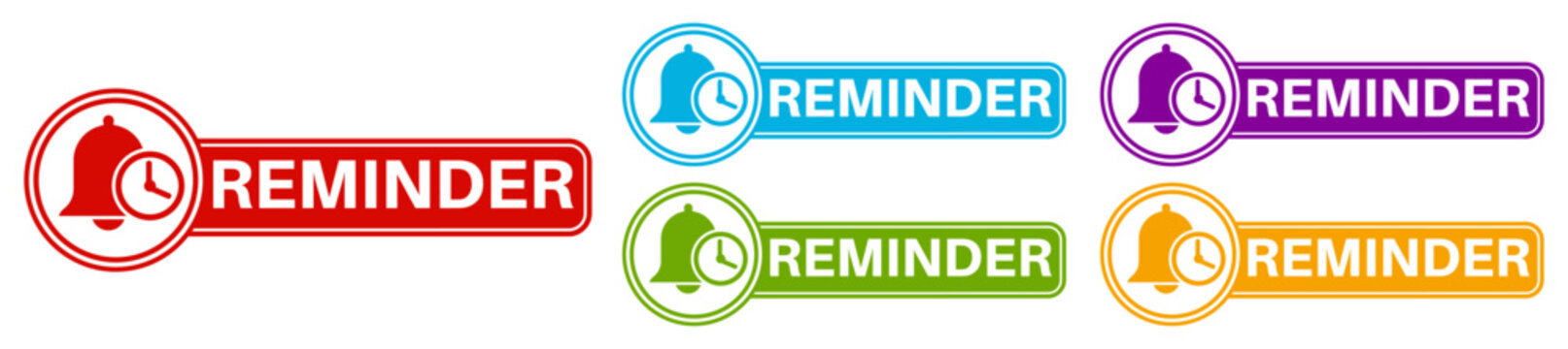 vector set reminder icon sign. time notifications symbol labels sticker template design illustration
