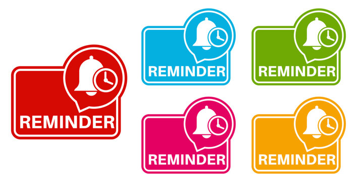 vector set reminder icon sign. time notifications symbol labels sticker template design illustration