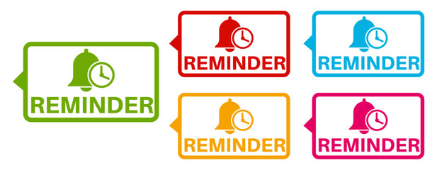 set banner sticker reminder icon. Marketing and promotion sign design social media template vector illustration