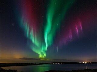 Aurora Borealis Over a Lake.