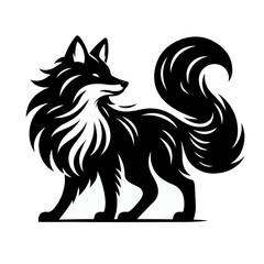 fox silhouette, black silhouette of fox.