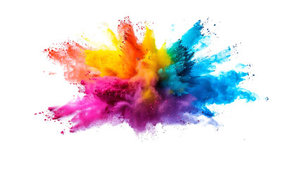 Multicolor holi paint powder explosion isolated on transparent background 