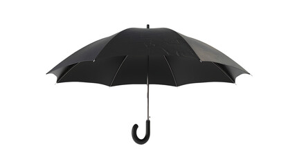 Open a black umbrella isolated on transparent background 