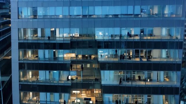 Office buildings at night reveal the daily activities of office workers at night, their overtime routines.