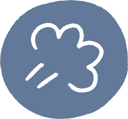 A blue circle with a white scribble in it.