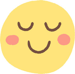 A cute yellow smiley face with its eyes closed and a happy smile.