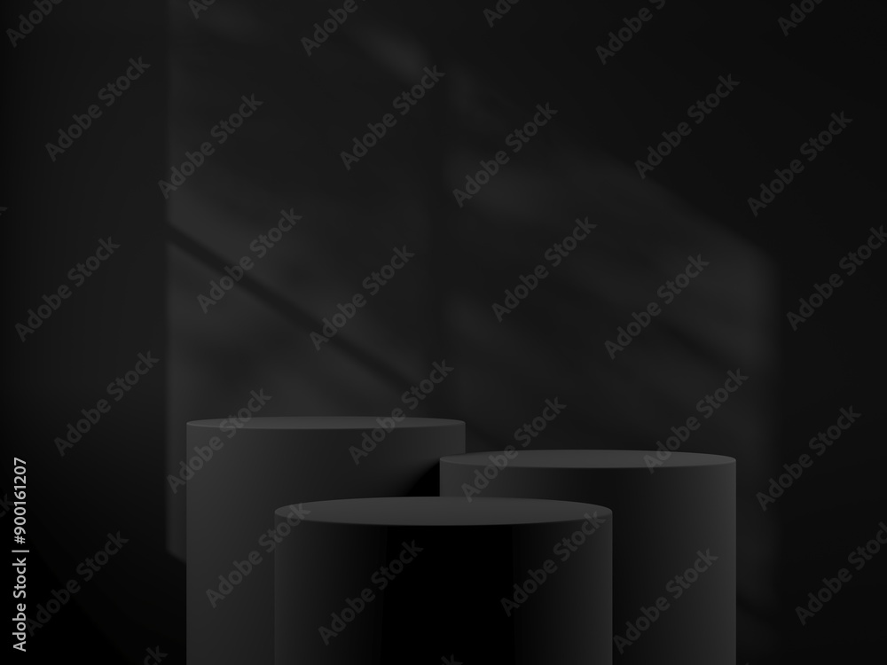 Poster abstract background. set black empty podium for products presentation or text for advertising minima