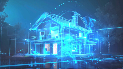 A smart home where AI controls lighting, temperature, and security, providing comfort and safety