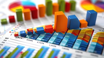 Colorful 3D Bar Graph Illustration on Financial Data Report