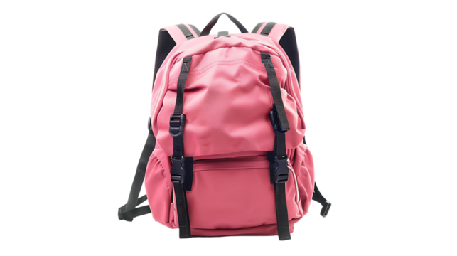 pink sports backpack isolated on transparent background 