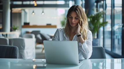 Fototapeta premium young woman working on laptop
