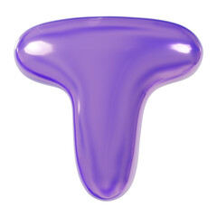 Holographic 3D Render Font Letter T