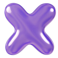 Holographic 3D Render Font Letter X