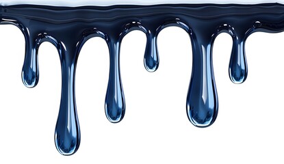 Blue oil dripping on white background.