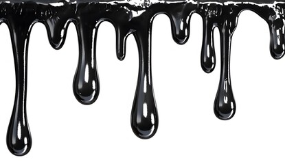 Black oil dripping on white background.