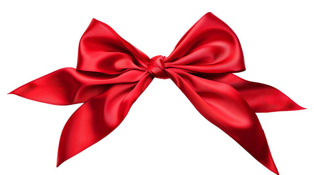 red bow isolated on transparent background 