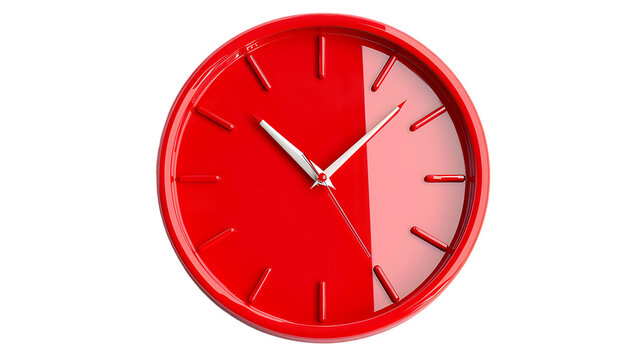 Red clock isolated on transparent background 