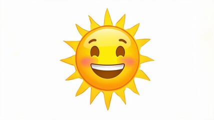Fototapeta premium Cheerful Smiling Sun Emoji Illustration for Happy and Positive Vibes