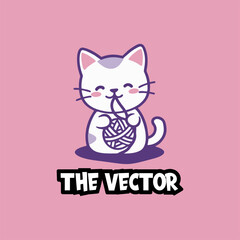 Cute cat playing ball logo, vector, mascot, character, cartoon, illustration
