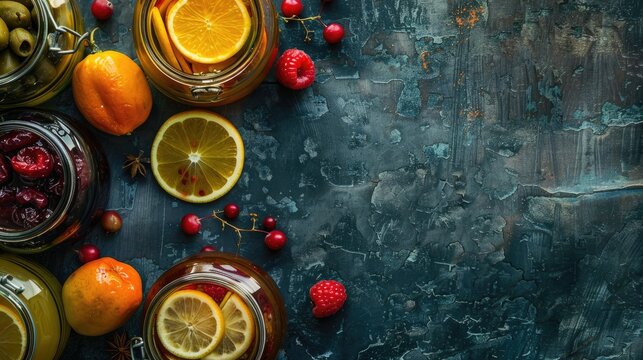 Space for text with preserved fruits