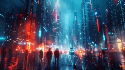 Obraz premium Futuristic Cityscape Sleek and modern, with electronic beats and high-tech metropolis