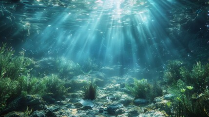 Obraz premium Underwater Serenity Calm and immersive, with gentle waves and aquatic sounds, ideal for underwater scenes