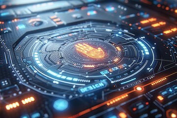 High Tech Control Panel with Glowing Orange Elements