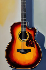 Fototapeta premium Oil painting with a guitar