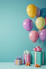 Birthday Party Setup with Balloons and Wrapped Presents