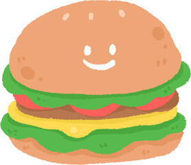 A cheeseburger with lettuce, tomato, and cheese.