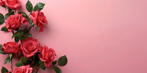 Valentine's Day banner with pink background and red roses, perfect for messages