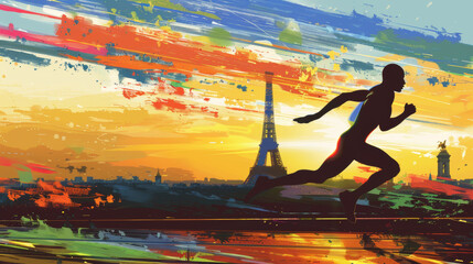 The silhouettes of athletes running highlight the charm of track and field and other related sports