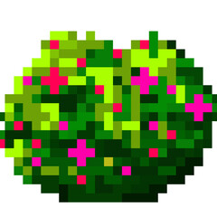 Pink Flowering Bush in 8 bit pixel art