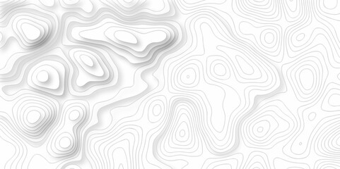 Vector white wave line geography landscape Topo contour map on white background. Geographic mountain relief diagram line wave carve pattern. Topographic world map contour lines map texture.