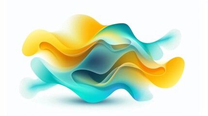 Vector fluid isolated abstract geometric cyan and yellow gradient shapes for modern website and graphic design on the white background