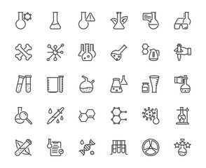 Simple chemical tube glassware laboratory, atom, dna and related thing, scientific research and biology education concept, editable stroke 48x48 pixel perfect icon, on transparent background