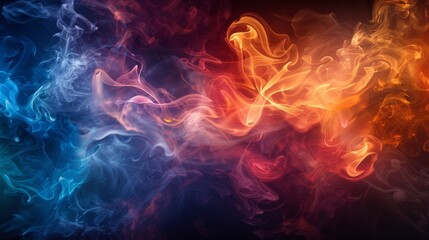 Colorful Smoke - Create a background featuring swirling, colorful smoke in a dark setting