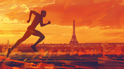 The silhouettes of athletes running highlight the charm of track and field and other related sports