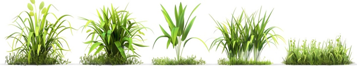 Obraz premium Different grasses in a white background